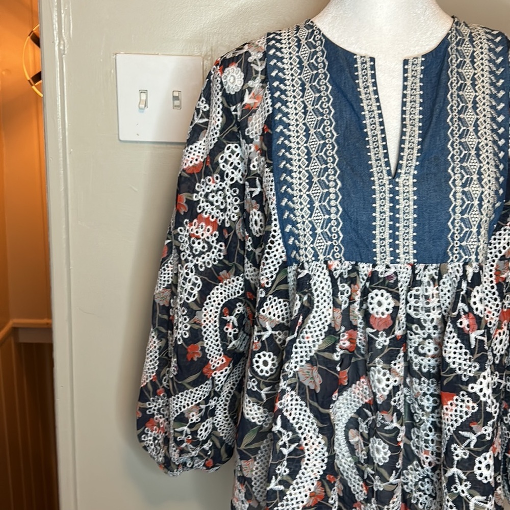 Sachin + Babi x Anthropologie Kalena Embroidered Eyelet Blouse New Size XS - Picture 7 of 13
